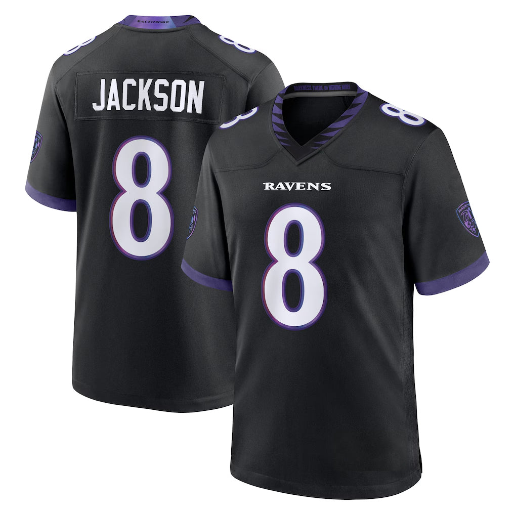 Parkc B.Ravens #8 Lamar Jackson Player Black Home Game Stitched Jerseys