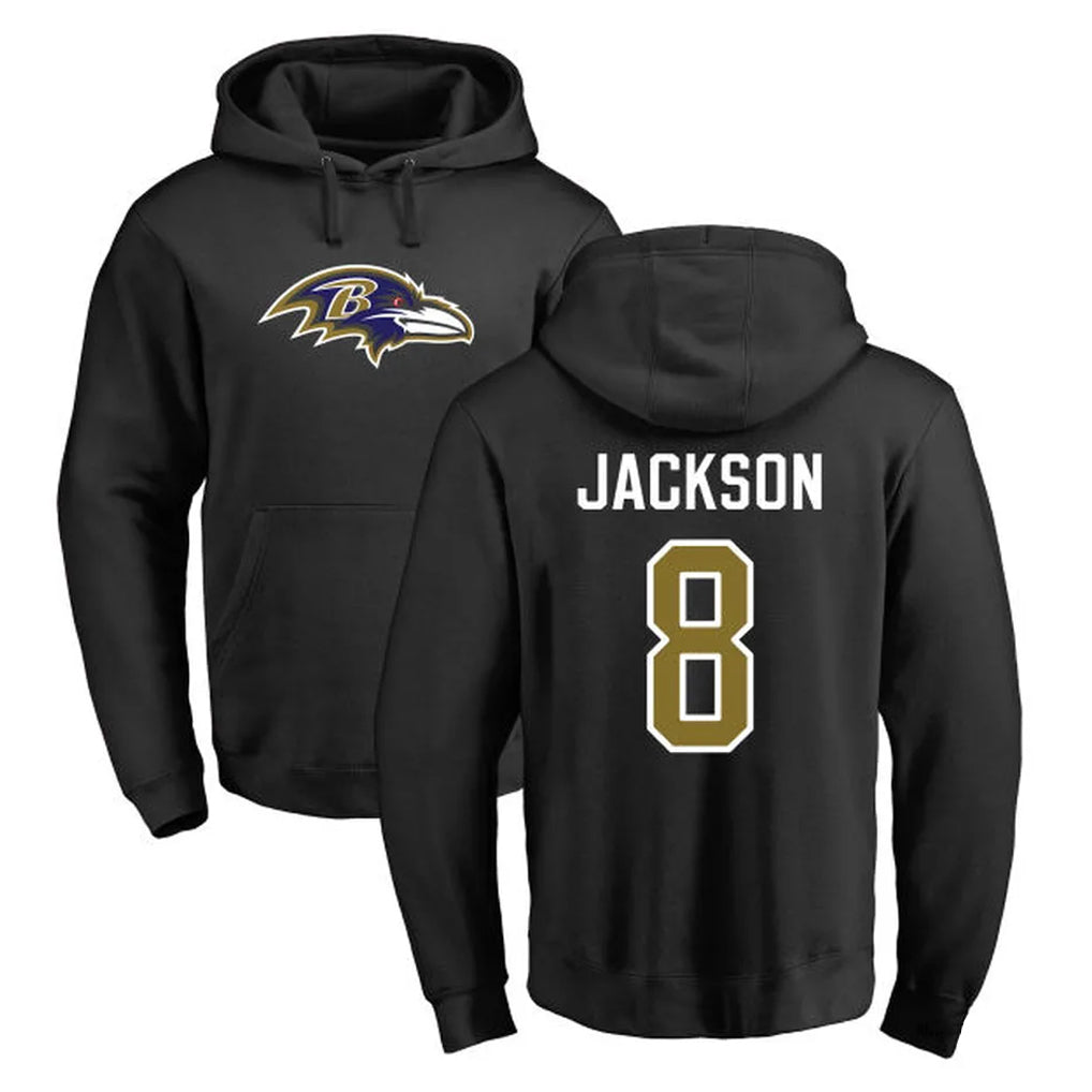 Parkc B.Ravens #8 Lamar Jackson Player Black Pullover Hoodie Stitched Jerseys