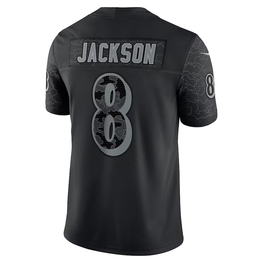 Parkc B.Ravens #8 Lamar Jackson Player Black REFLECTIVE Limited Stitched Jerseys