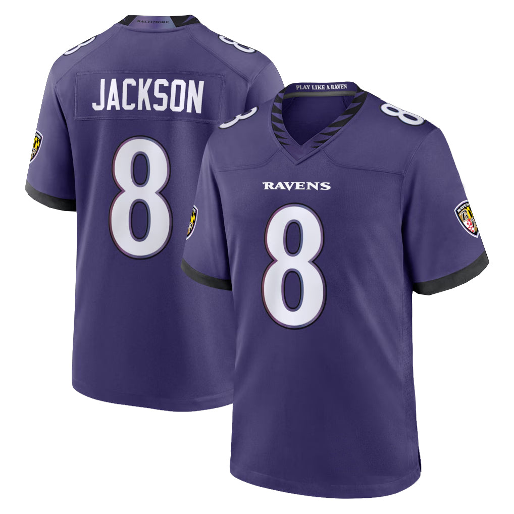 Parkc B.Ravens #8 Lamar Jackson Player Purple Home Game Stitched Jerseys