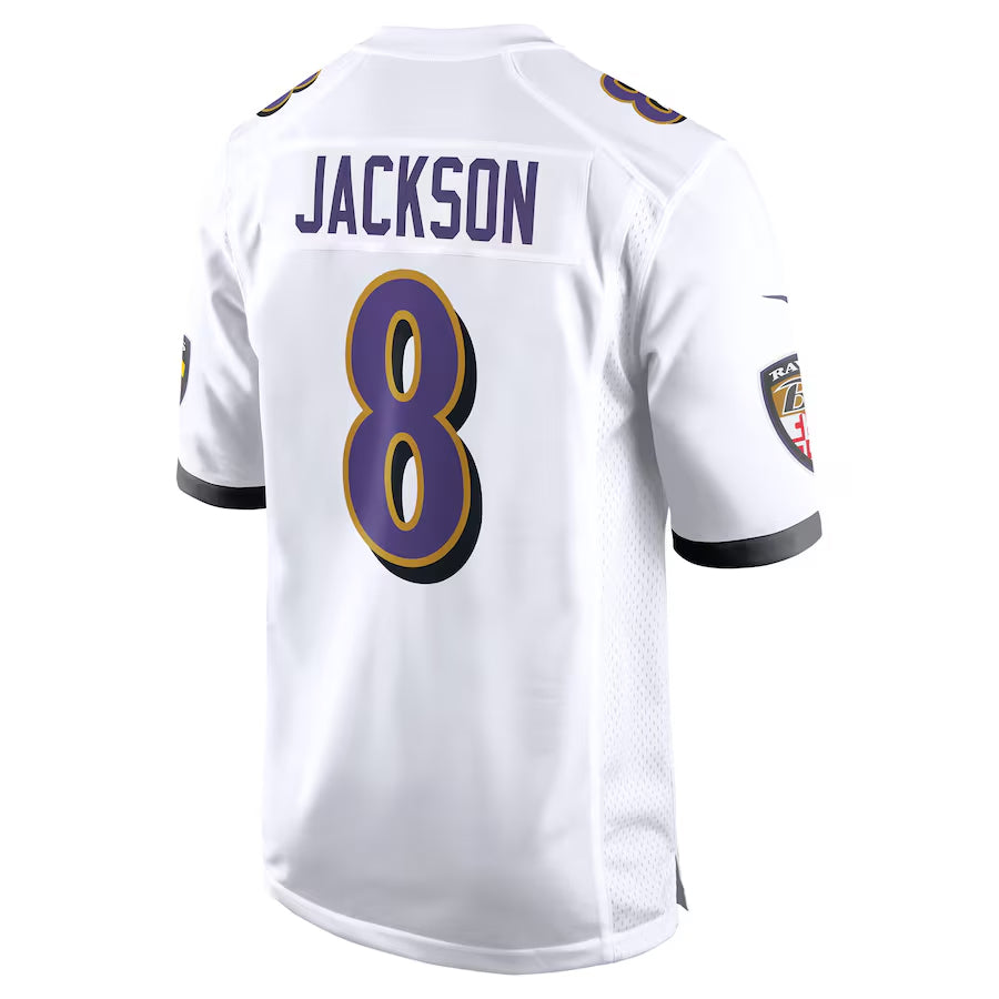 Parkc B.Ravens #8 Lamar Jackson Player White Alternate Game Stitched Jerseys