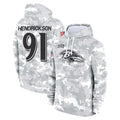 Parkc B.Ravens #91 Trey Hendrickson Player Arctic Camo Salute To Service Hoodie Stitched Jerseys