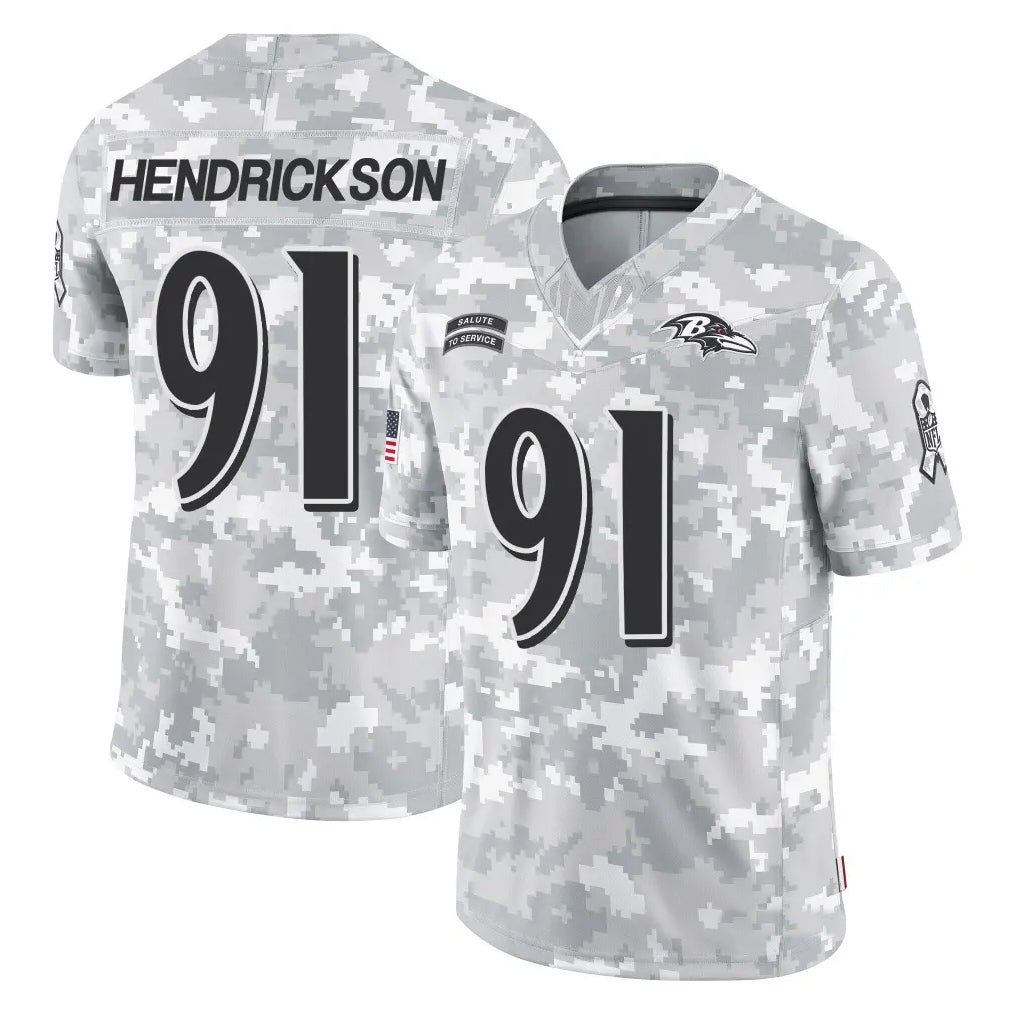 Parkc B.Ravens #91 Trey Hendrickson Player Arctic Camo Salute to Service Limited Stitched Jerseys