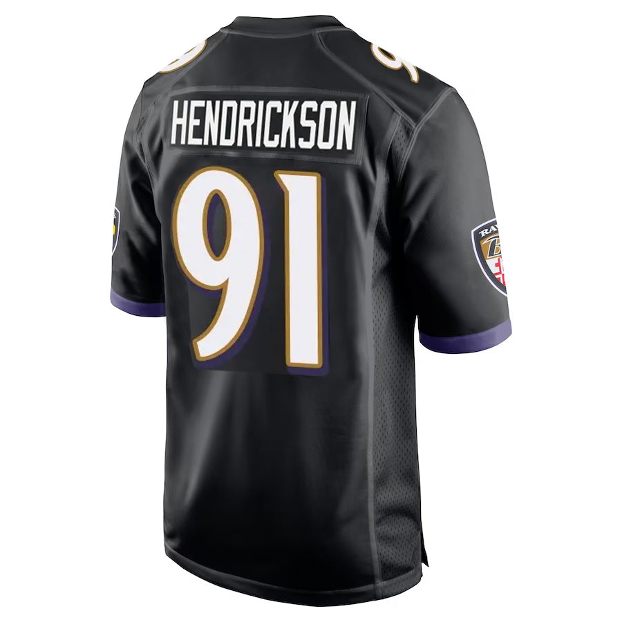 Parkc B.Ravens #91 Trey Hendrickson Player Black Alternate Home Game Stitched Jerseys