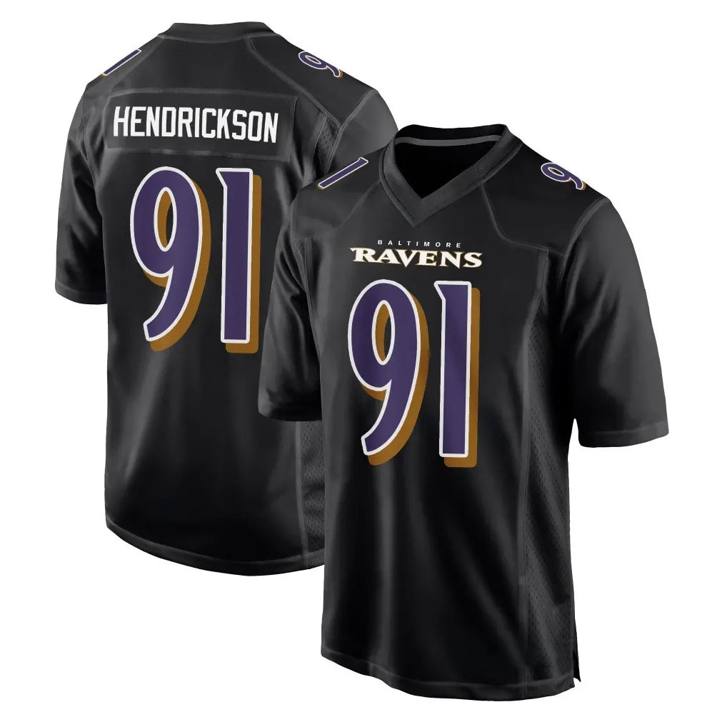 Parkc B.Ravens #91 Trey Hendrickson Player Black Carbon Fashion Home Stitched Jerseys