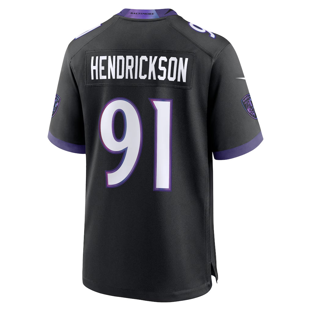 Parkc B.Ravens #91 Trey Hendrickson Player Black Home Game Stitched Jerseys