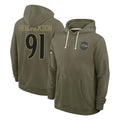 Parkc B.Ravens #91 Trey Hendrickson Player Olive Salute to Service Hoodie Stitched Jerseys
