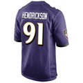 Parkc B.Ravens #91 Trey Hendrickson Player Purple Alternate Home Game Stitched Jerseys