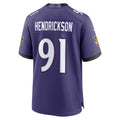Parkc B.Ravens #91 Trey Hendrickson Player Purple Home Game Stitched Jerseys