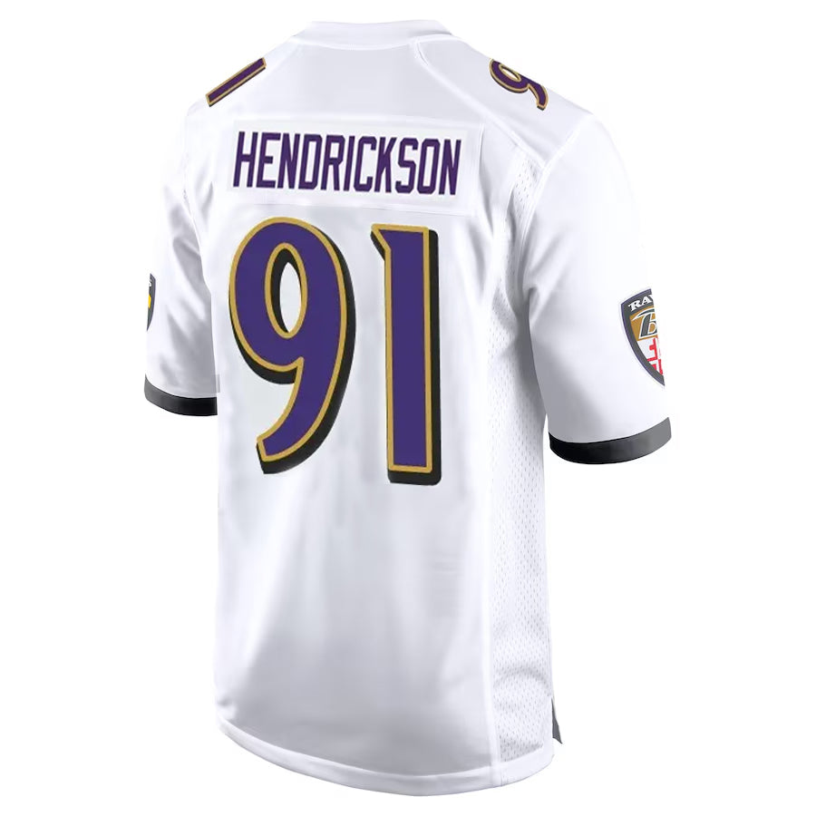 Parkc B.Ravens #91 Trey Hendrickson Player White Alternate Home Game Stitched Jerseys