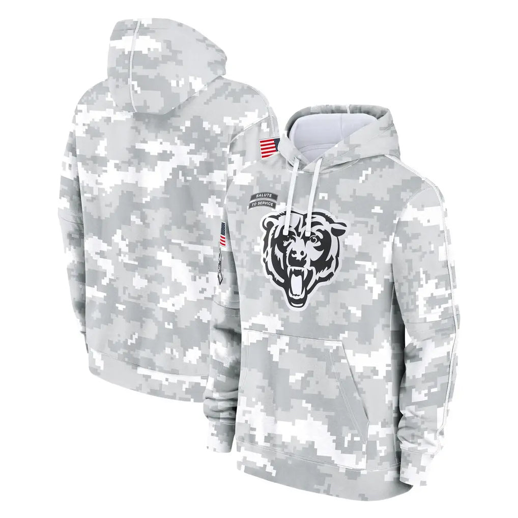 Parkc C.Bears Arctic Camo Salute to Service Pullover Hoodies Limited Blank Player Stitched Jerseys