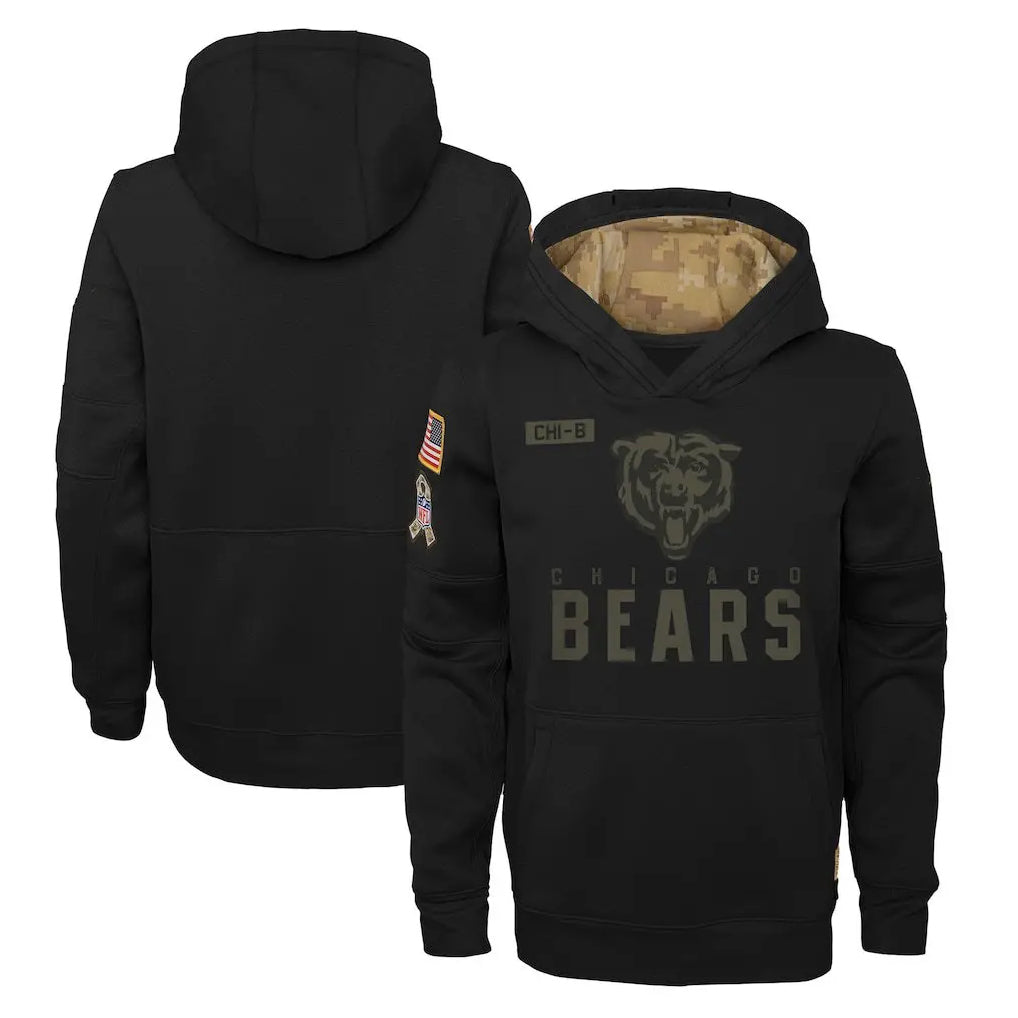 Parkc C.Bears Black Salute to Service Pullover Hoodies Limited Home Blank Player Stitched Jerseys