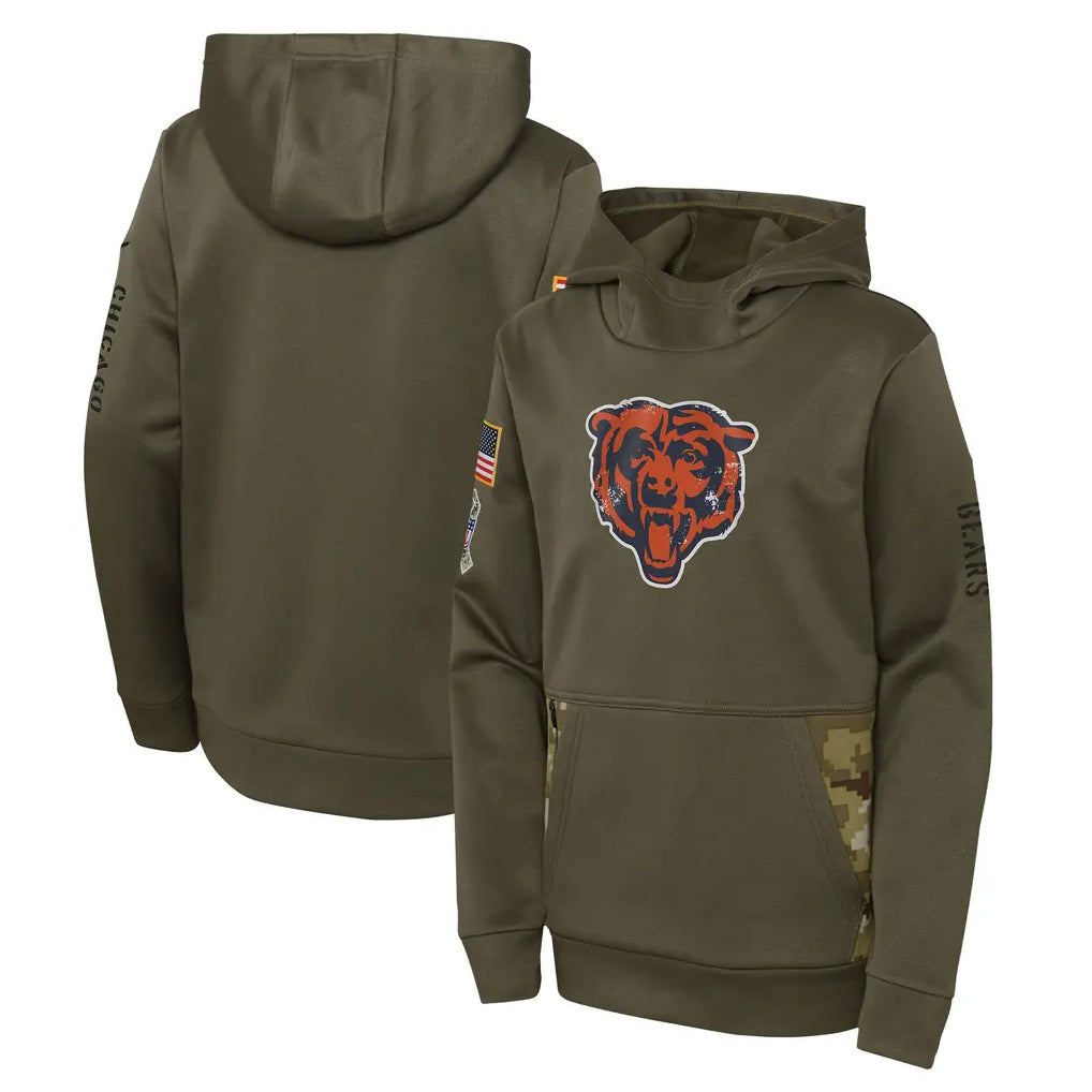 Parkc C.Bears Olive Salute to Service Pullover Hoodies Limited Blank Player Stitched Jerseys
