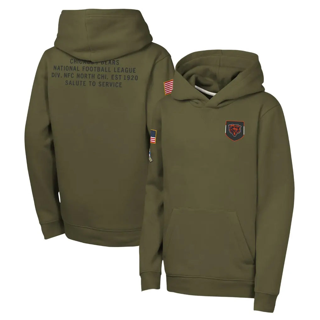 Parkc C.Bears Olive Salute to Service Pullover Hoodies Limited Game Blank Player Stitched Jerseys