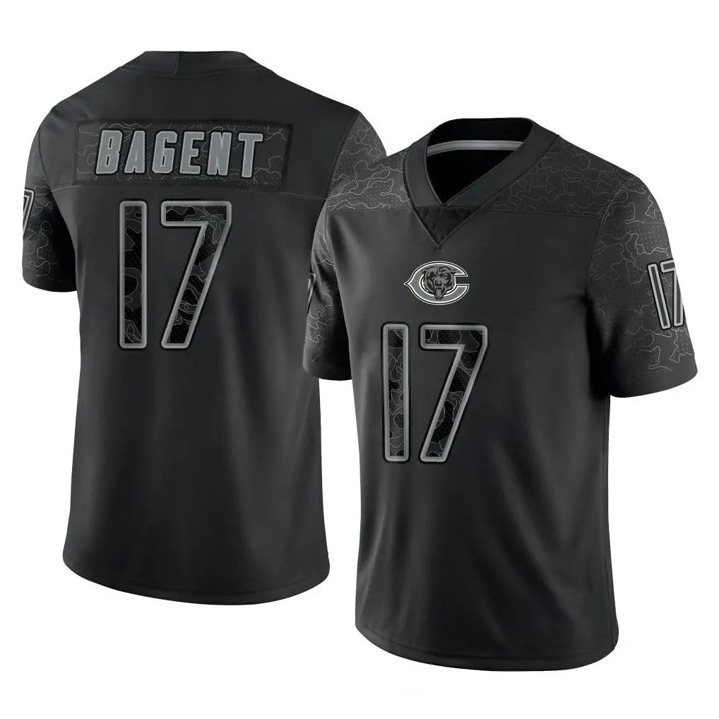 Parkc C.Bears #17 Tyson Bagent Player Black REFLECTIVE Limited Game Stitched Jerseys