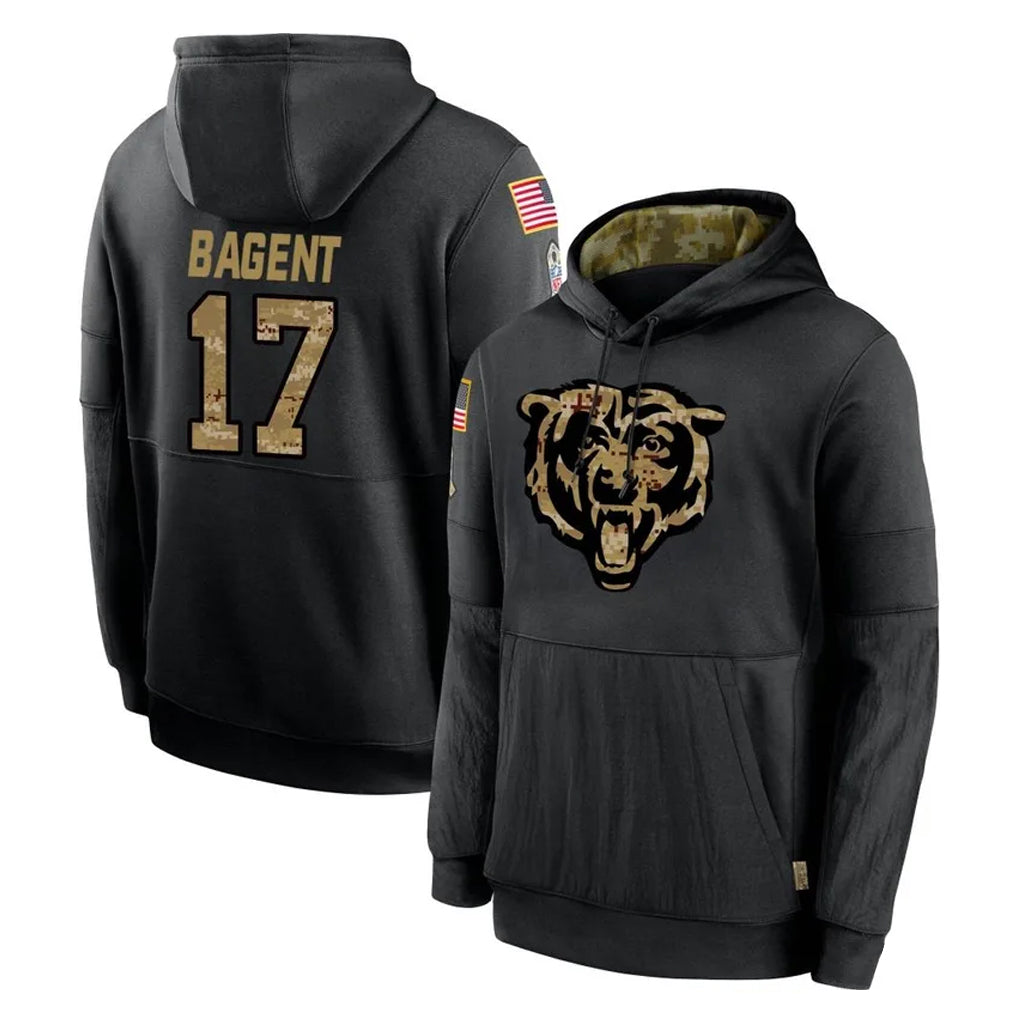 Parkc C.Bears #17 Tyson Bagent Player Black Salute to Service Pullover Hoodies Limited Stitched Jerseys