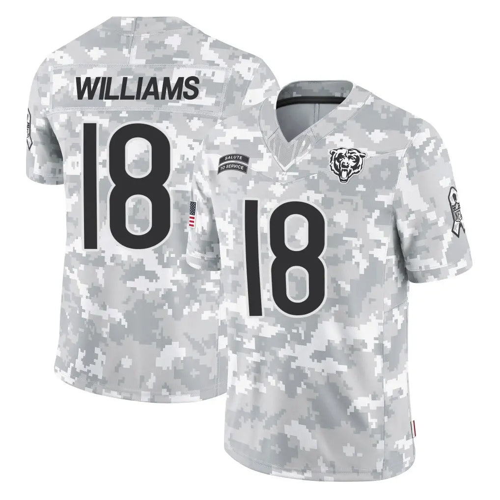 Parkc C.Bears #18 Caleb Williams Player Arctic Camo Salute to Service Limited Stitched Jerseys