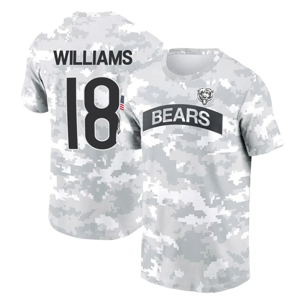 Parkc C.Bears #18 Caleb Williams Player Arctic Camo Salute to Service Performance T-Shirt Limited Stitched Jerseys