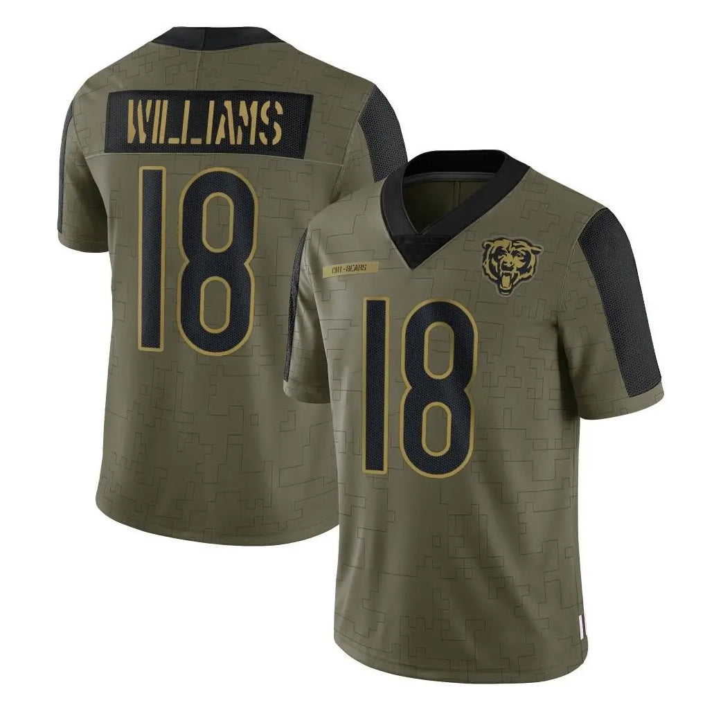 Parkc C.Bears #18 Caleb Williams Player Olive Salute to Service Limited Stitched Jerseys