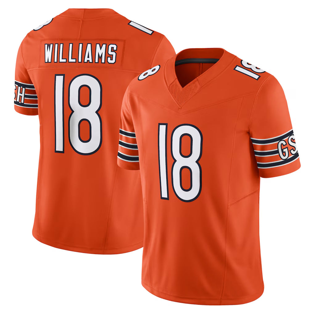 Parkc C.Bears #18 Caleb Williams Player Orange Vapor F.U.S.E. Limited Home Game Stitched Jerseys