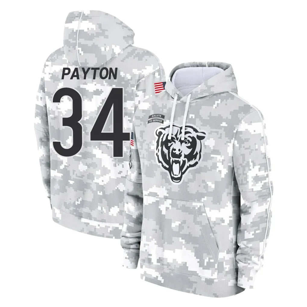 Parkc C.Bears #34 Walter Payton Player Arctic Camo Salute to Service Pullover Hoodies Limited Stitched Jerseys