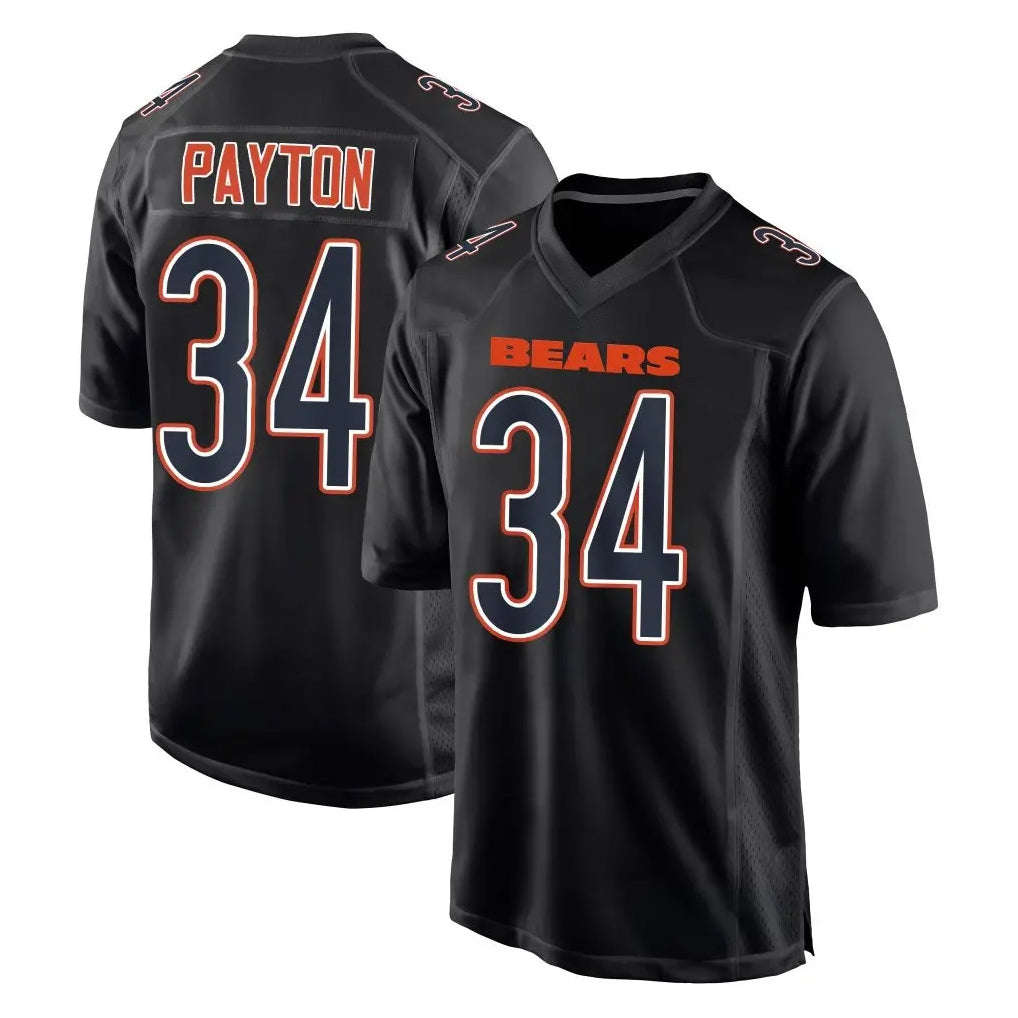 Parkc C.Bears #34 Walter Payton Player Carbon Black Fashion Game Stitched Jerseys