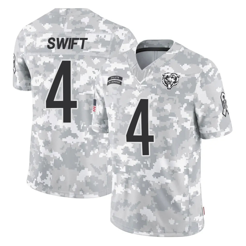 Parkc C.Bears #4 D'Andre Swift Player Arctic Camo Salute to Service Limited Stitched Jerseys