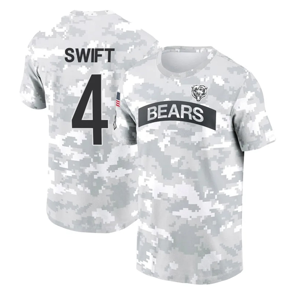 Parkc C.Bears #4 D'Andre Swift Player Arctic Camo Salute to Service Performance T-Shirt Limited Stitched Jerseys
