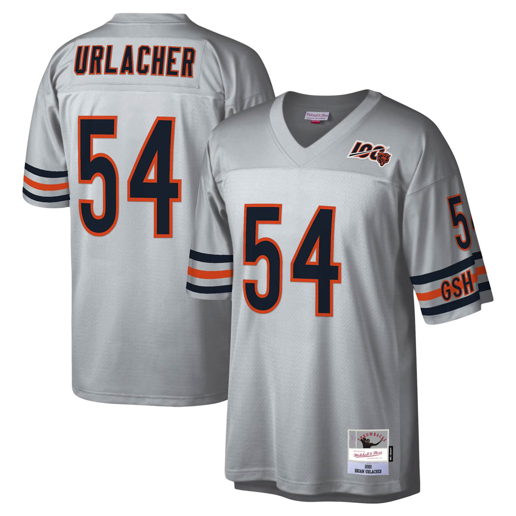 Parkc C.Bears #54 Brian Urlacher Player Silver Mitchell & Ness Legacy Replica Stitched Jerseys