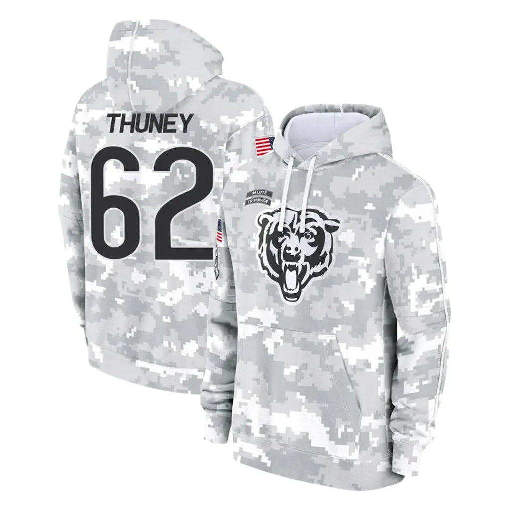 Parkc C.Bears #62 Joe Thuney Player Arctic Camo Salute to Service Pullover Hoodies Limited Stitched Jerseys