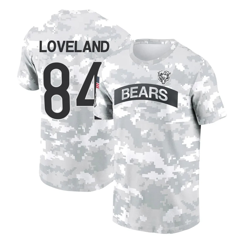 Parkc C.Bears #84 Colston Loveland Player Arctic Camo Salute to Service Performance T-Shirt Limited Stitched Jerseys