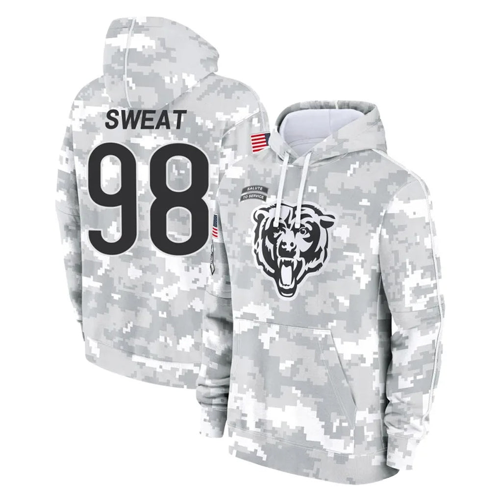 Parkc C.Bears #98 Montez Sweat Player Arctic Camo Salute to Service Pullover Hoodies Limited Stitched Jerseys