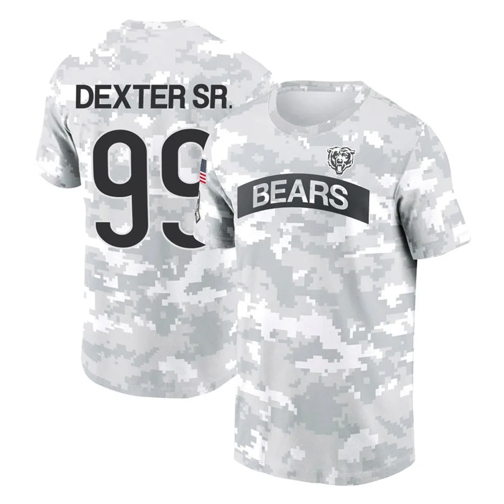 Parkc C.Bears #99 Gervon Dexter Sr. Player Arctic Camo Salute to Service Performance T-Shirt Limited Stitched Jerseys