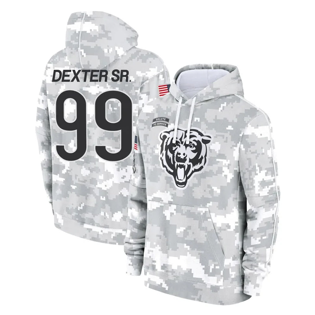 Parkc C.Bears #99 Gervon Dexter Sr. Player Arctic Camo Salute to Service Pullover Hoodies Limited Stitched Jerseys