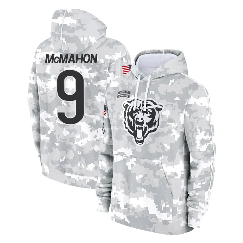 Parkc C.Bears #9 Jim McMahon Player Arctic Camo Salute to Service Pullover Hoodies Limited Stitched Jerseys