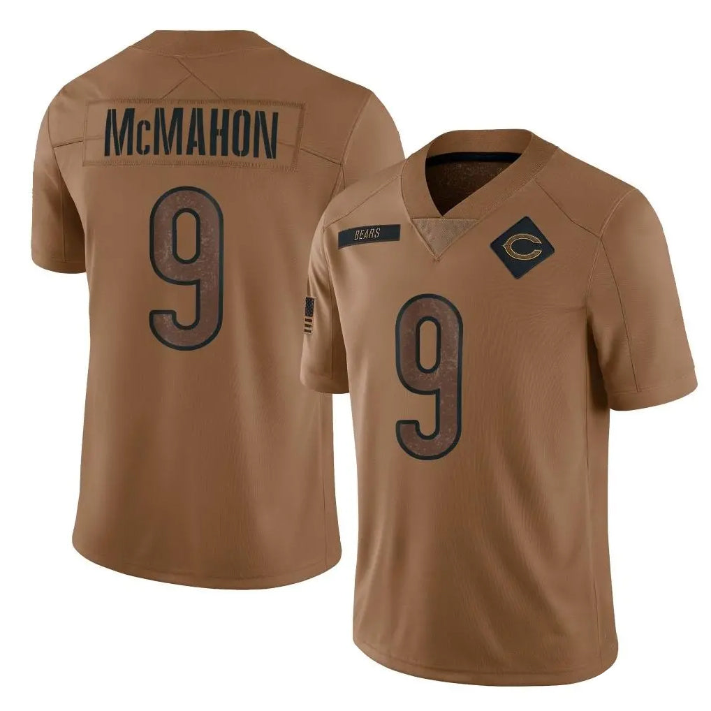 Parkc C.Bears #9 Jim McMahon Player Brown Salute to Service Limited Stitched Jerseys