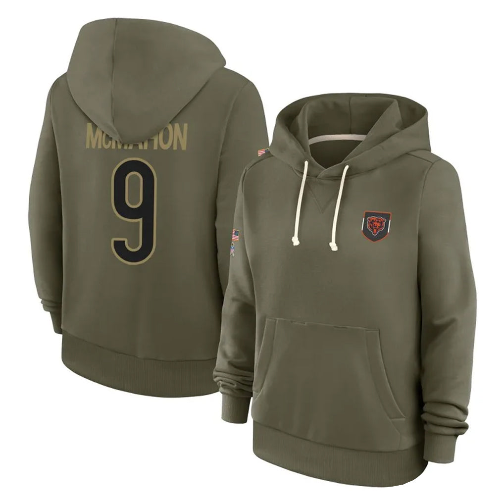 Parkc C.Bears #9 Jim McMahon Player Olive Salute to Service Pullover Hoodies Limited Stitched Jerseys