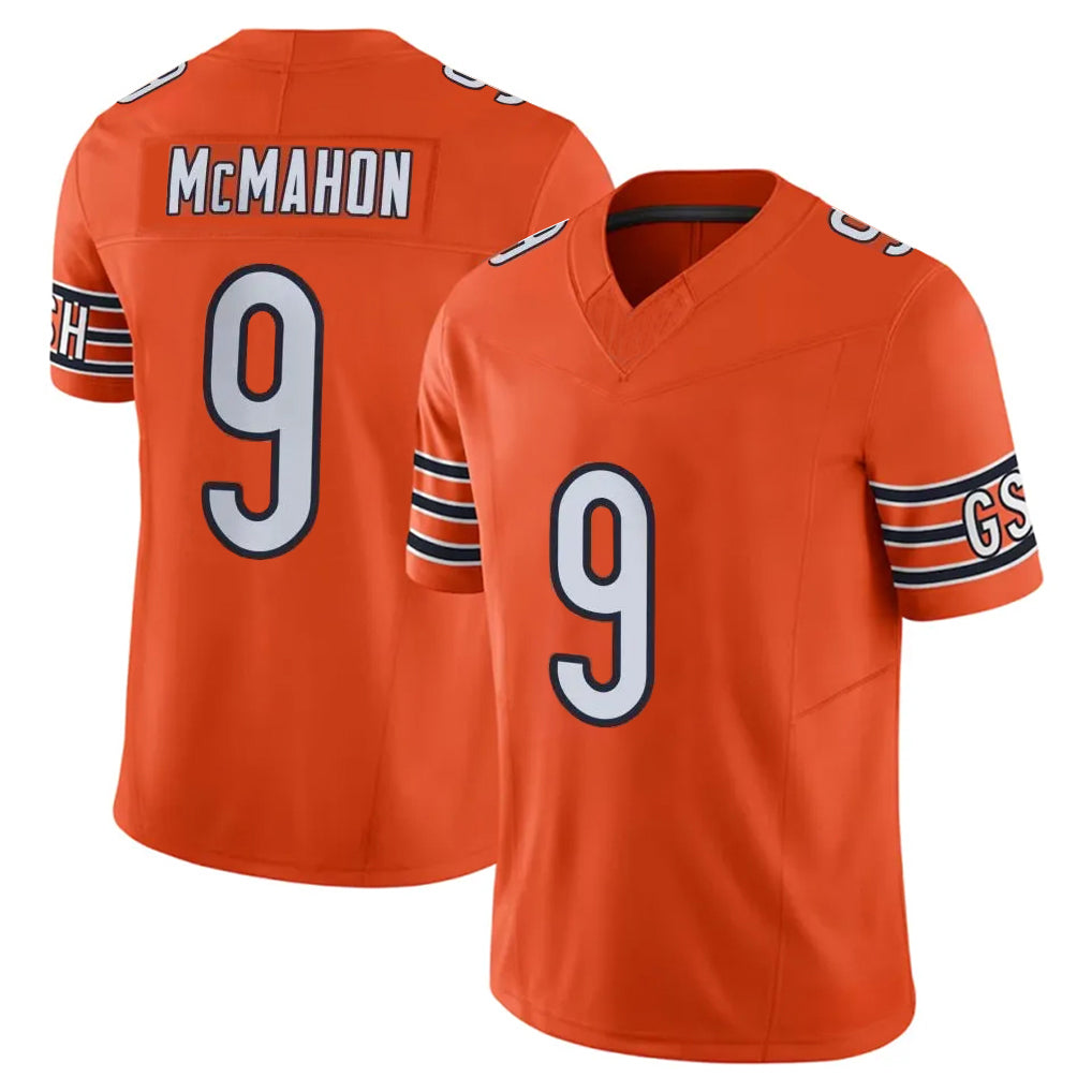 Parkc C.Bears #9 Jim McMahon Player Orange Vapor F.U.S.E. Limited Home Game Stitched Jerseys