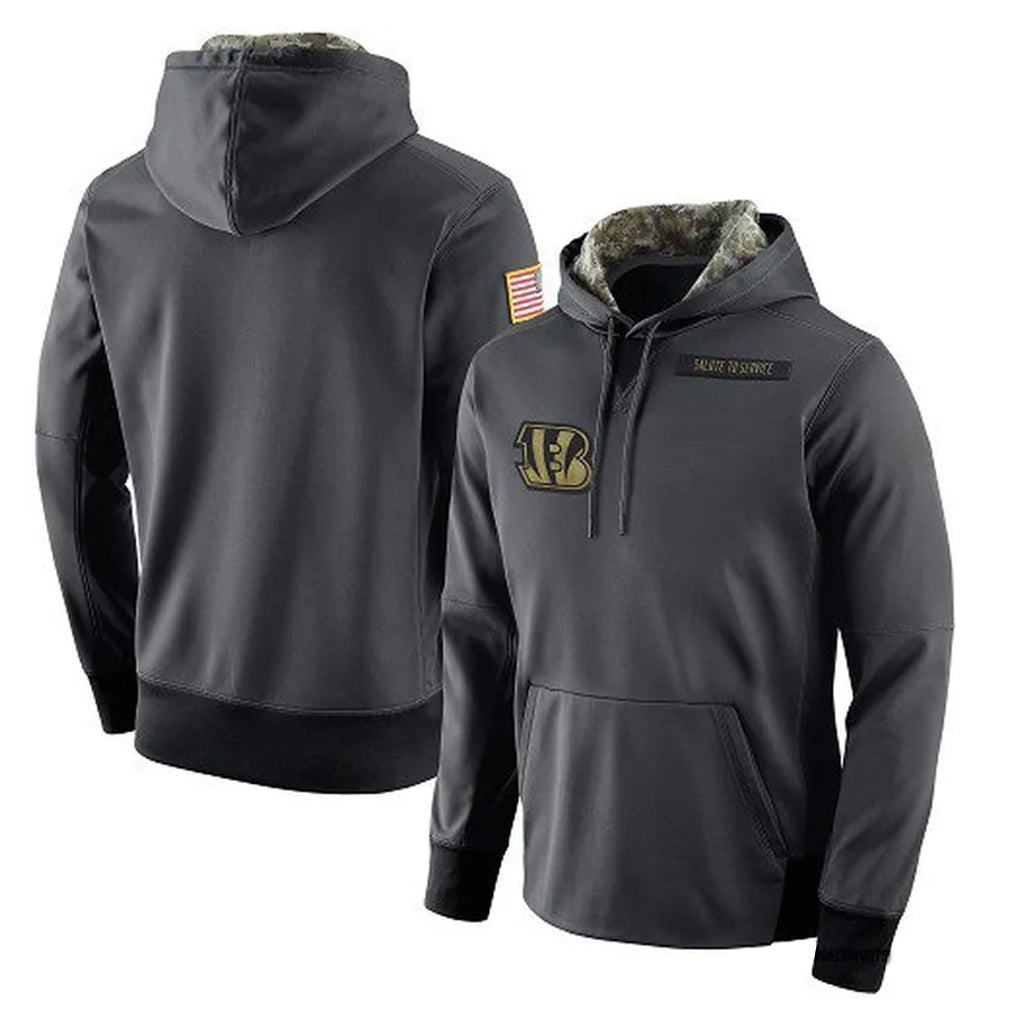 Parkc C.Bengals Anthracite Salute to Service Player Performance Hoodie Blank Player Stitched Jerseys