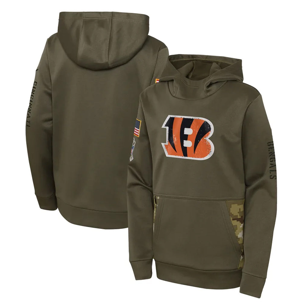Parkc C.Bengals Olive Salute to Service Performance Pullover Hoodie Blank Player Stitched Jerseys