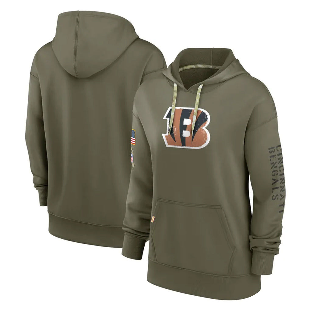 Parkc C.Bengals Olive Salute to Service Performance Pullover Hoodie Limited Blank Player Stitched Jerseys