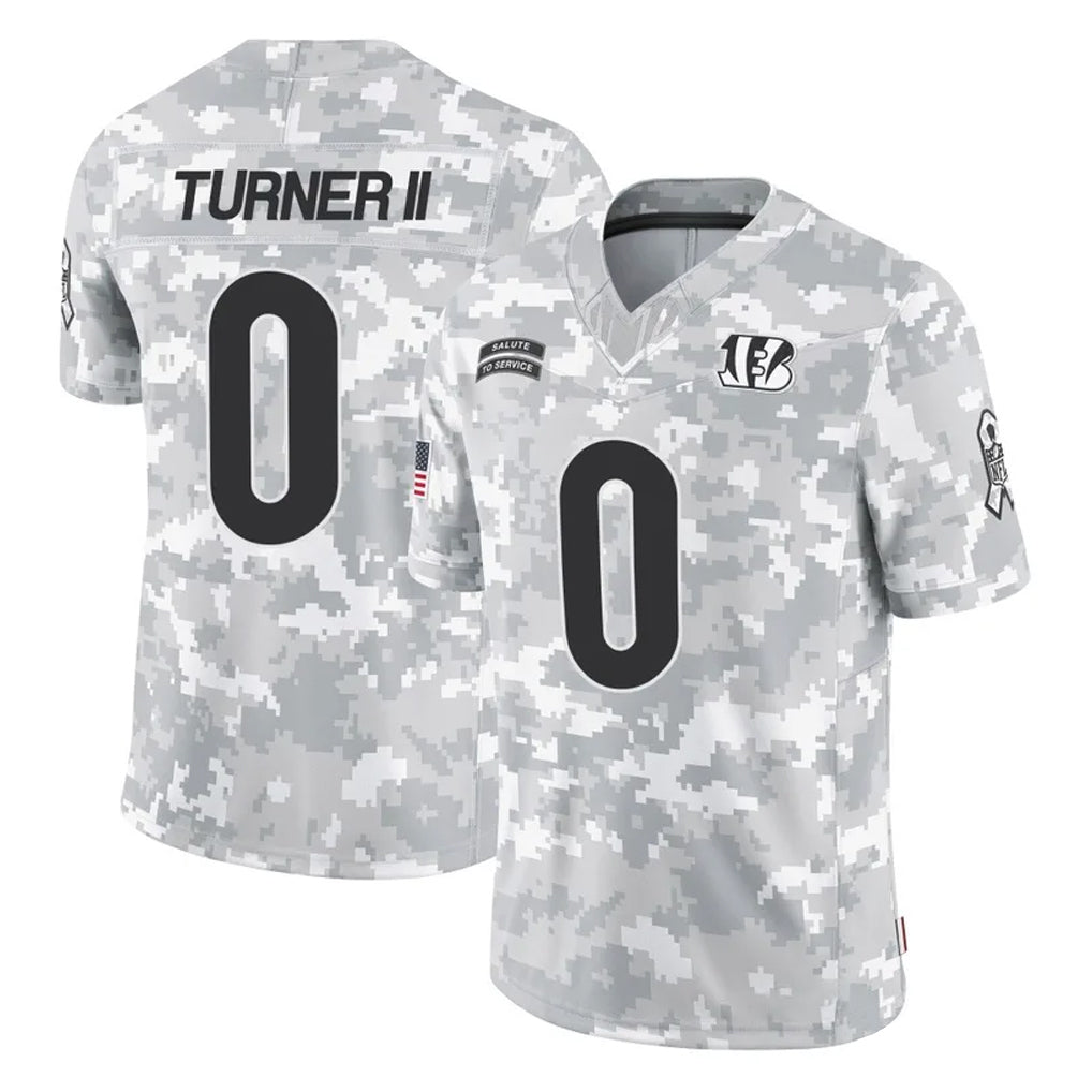 Parkc C.Bengals #0 DJ Turner II Player Arctic Camo Salute to Service Limited Stitched Jerseys