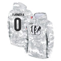 Parkc C.Bengals #0 DJ Turner II Player Arctic Camo Salute to Service Pullover Hoodie Limited Stitched Jerseys