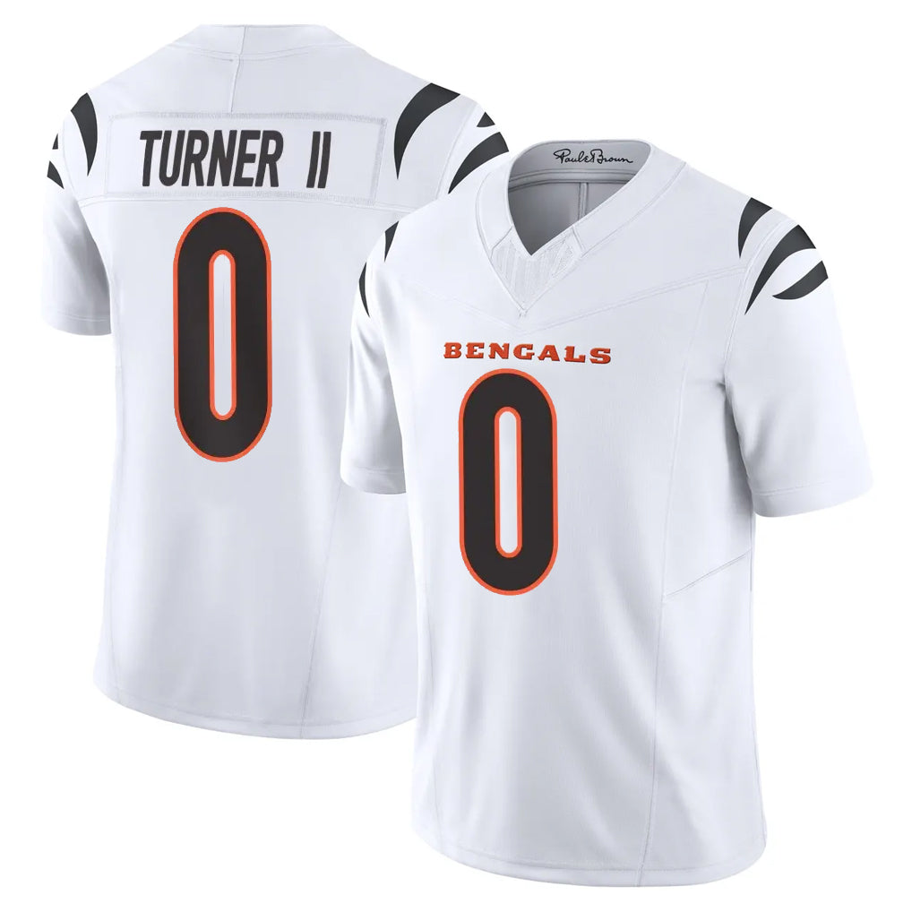 Parkc C.Bengals #0 DJ Turner II Player White Vapor F.U.S.E. Limited Home Game Stitched Jerseys