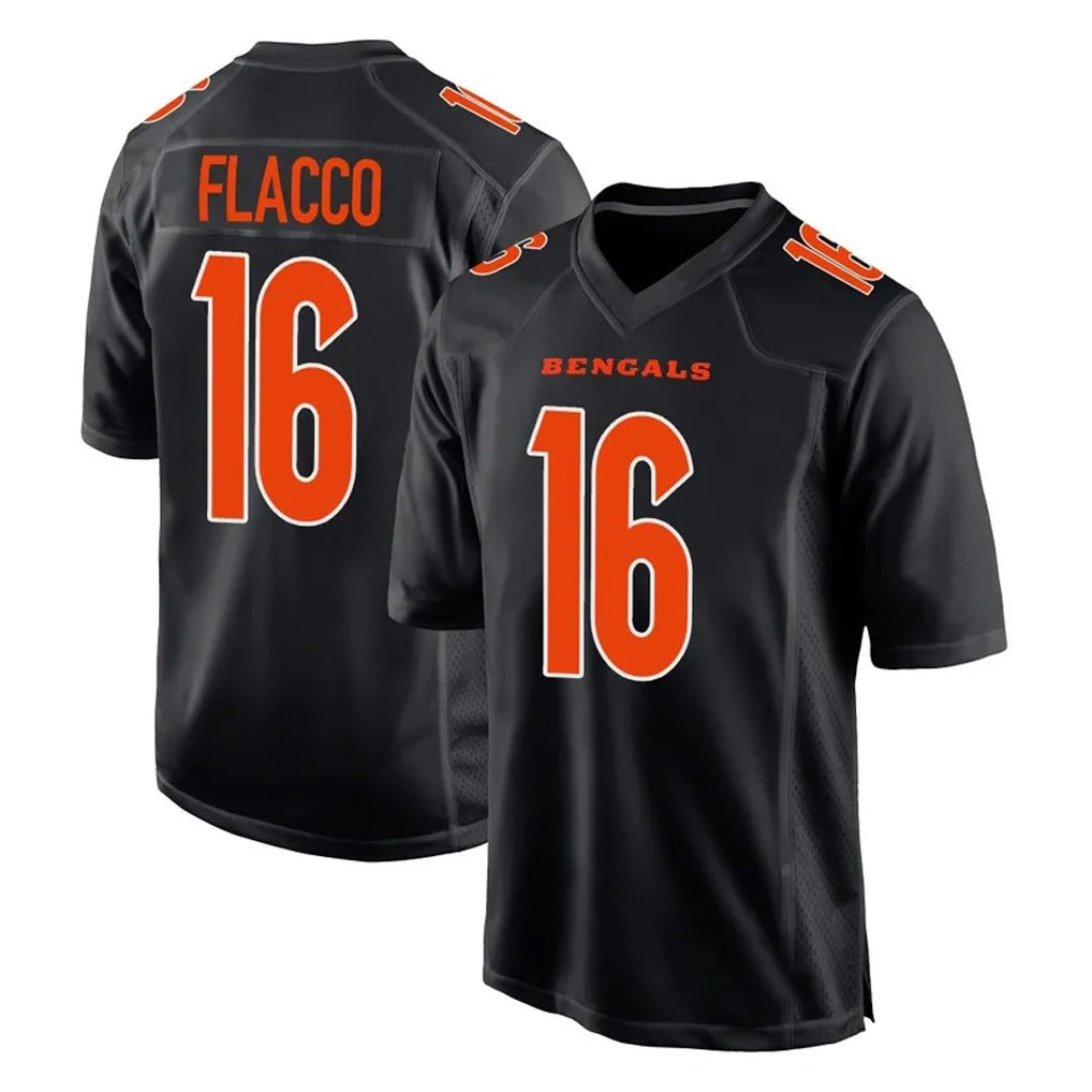 Parkc C.Bengals #16 Joe Flacco Player Black Fashion Game Stitched Jerseys
