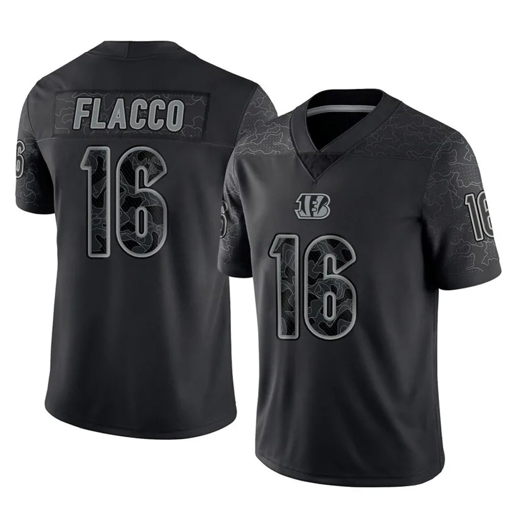 Parkc C.Bengals #16 Joe Flacco Player Black Reflective Limited Game Stitched Jerseys