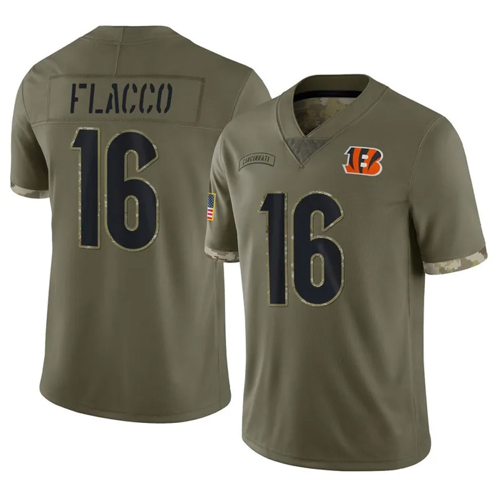 Parkc C.Bengals #16 Joe Flacco Player Olive Salute to Service Limited Game Stitched Jerseys
