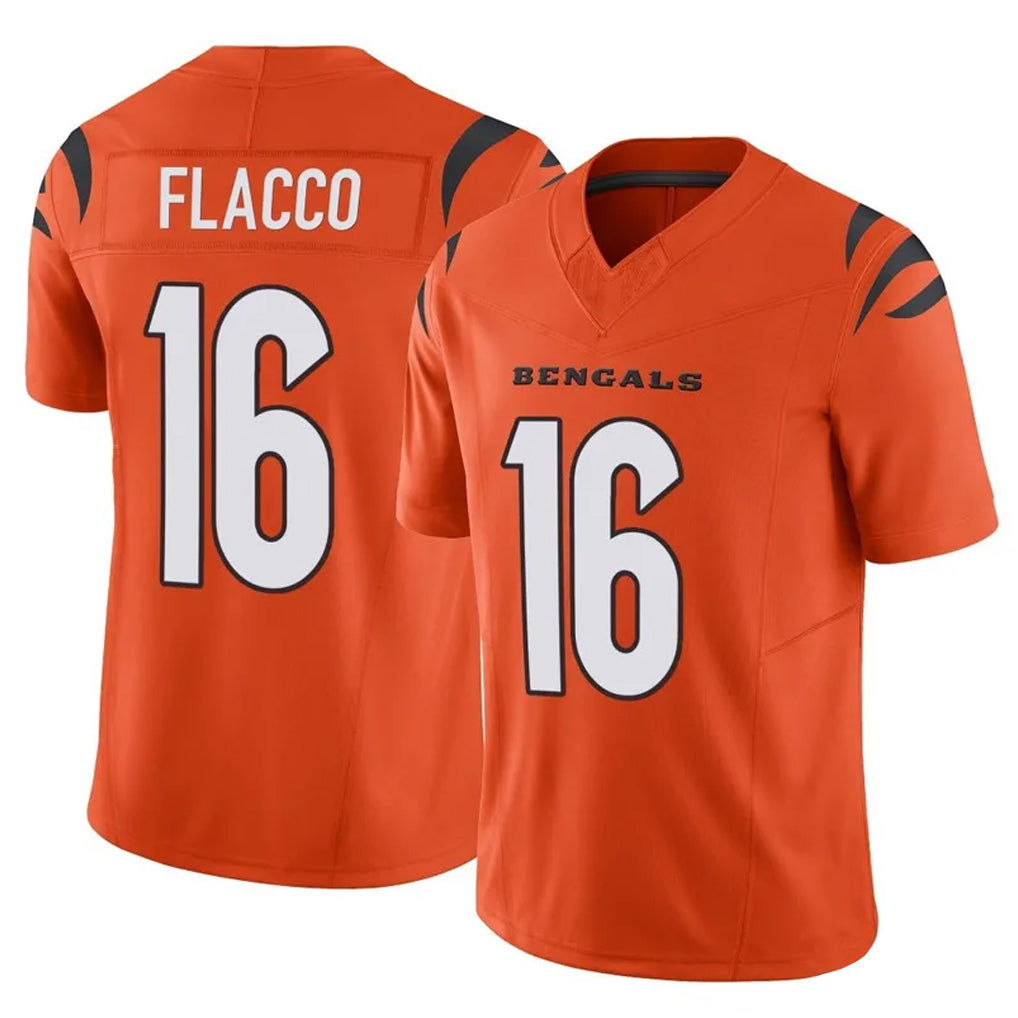 Parkc C.Bengals #16 Joe Flacco Player Orange Vapor F.U.S.E. Limited Home Game Stitched Jerseys