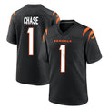 Parkc C.Bengals #1 Ja'Marr Chase Player Black Home Game Stitched Jerseys