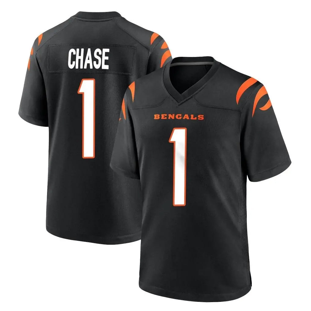 Parkc C.Bengals #1 Ja'Marr Chase Player Black Home Game Stitched Jerseys
